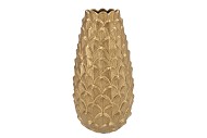 MIKA MAJESTIC GOLD VASE LONG PINECONE EDGE 26X50CM