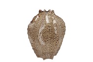 MIKA WILD BROWN VASE WAVY SPHERE NECK 27X35CM