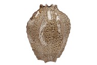 MIKA WILD BROWN VASE WAVY SPHERE NECK 31X40CM