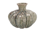 MIKA NORDIC GREEN VASE SPHERE NECK 30X23CM