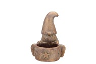 CONCRETE GOLDEN GNOME HAT T-LIGHT 14X16X18CM