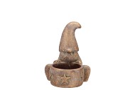 CONCRETE GOLDEN GNOME HAT T-LIGHT 12X13X15CM