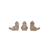 CONCRETE GOLDEN BIRDS PINECONE ASS 10X7X10CM