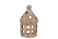 CONCRETE GOLDEN XMAS HOUSE T-LIGHT 17X12X27CM