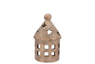 CONCRETE GOLDEN XMAS HOUSE T-LIGHT 14X10X23CM NM