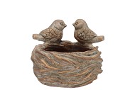 CONCRETE GOLDEN BIRDS NEST 17X17X14CM