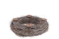 WREATH BIRCH TREE WHITEWASH WITH CANDLESTICK 40X10CM