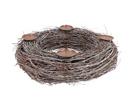 WREATH BIRCH TREE WHITEWASH WITH CANDLESTICK 50X12CM