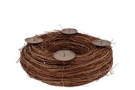 WREATH ELM BRANCHES NATURAL WITH CANDLESTICK 38X10CM