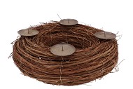WREATH ELM BRANCHES NATURAL WITH CANDLESTICK 50X12CM