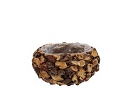 WREATH WOOD BROWN PLANTER WITH BOTTOM 10X10X10CM