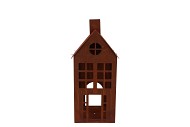 RUSTY SCOTTISH BROWN DECO HOUSE CANDLE 14X31CM