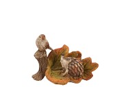 WONDERLAND SCOTTISH BROWN LEAF, BIRD & HEDGEHOG 14X8X10CM