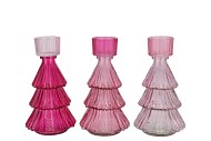 JAZZ JOLLY PINK T-LIGHT X-MAS TREE ASS 11X20CM