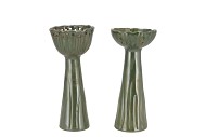 MILOU MAJESTIC GREEN VASE FLOWER ASS 8X8X16CM