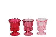BOWY JOLLY PINK MIX T-LIGHT HOLDER BOW ASS 7X7X9CM