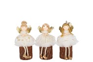 LOULOU COZY SAND SITTING GIRL WOOD ASS 9X9X17CM