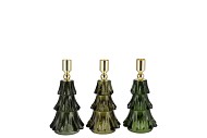 JAZZ MAJESTIC GREEN CANDLE HOLDER X-MAS TREE ASS 8X13CM