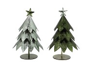 GLAM NORDIC SILVER GREEN MIX TREE IRON ASS 14X14X18CM