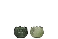 COCO MAJESTIC GREEN CANDLE HOLDER BOWL ASS 9X9X6CM