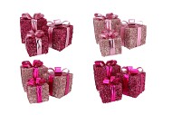 SPARKLE GIFTBOX FUCHSIA LED S/3 10X11/13X13/15X17CM NM