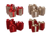 SPARKLE GIFTBOX RED LED S/3 10X11/13X13/15X17CM