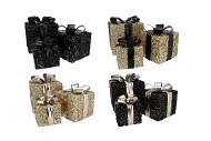 SPARKLE GIFTBOX BLACK LED S/3 10X11/13X13/15X17CM