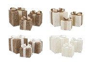 SPARKLE GIFTBOX COZY GOLD LED S/3 15X18/20X23/25X28CM