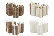 SPARKLE GIFTBOX COZY GOLD LED S/3 15X25/20X35/25X42CM NM