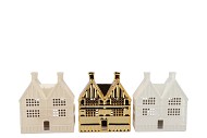 JOLIE COZY GOLD HOUSES T-LIGHT ASS 18X9X21CM