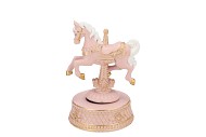 GLOWY JOLLY PINK HORSE MUSIC BOX 12X11X18CM