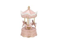 GLOWY JOLLY PINK CAROUSEL MUSIC BOX 13X13X23CM