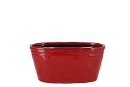 IRON STONE RED GLAZED OVAL POT 25X13X11CM