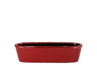 IRON STONE RED GLAZED OVAL POT 32X10X8CM