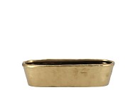 IRON STONE GOLD GLAZED OVAL POT 32X10X8CM