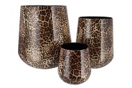 JULIE WILD LEOPARD VASE IRON S/3 22X23CM/30X35CM/44X45CM
