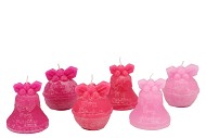 CANDLE FROSTY X-MAS BELL JOLLY PINK MIX ASS 7X8CM