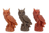 CANDLE FROSTY SITTING OWL SCOTTISH BROWN MIX 7X17CM