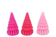CANDLE FROSTY PAGODA TREE JOLLY PINK MIX ASS 7X14CM ASS NM