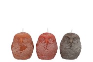 CANDLE FROSTY OWL SCOTTISH BROWN MIX 10X12CM
