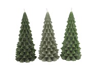 CANDLE FROSTY X-MAS TREE MAJESTIC GREEN MIX 8X16CM ASS