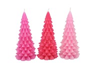 CANDLE FROSTY X-MAS TREE JOLLY PINK MIX 8X16CM ASS NM