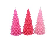 CANDLE FROSTY X-MAS TREE JOLLY PINK MIX 6X12CM ASS