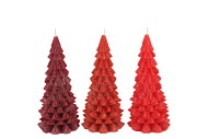 CANDLE FROSTY X-MAS TREE WILD RED MIX 6X12CM ASS
