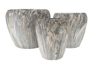 MONTY GREY POT FLOWER S/3 42X35/32/32/23X29CM NM
