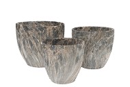 MONTY GREY POT ROUGH S/3 25X21/21X18/16X15CM NM
