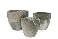 MONTY GREEN POT ROUGH S/3 25X21/21X18/16X15CM NM