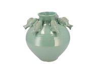 PEARL SEA GREEN VASE FISH 23X23X23CM NM