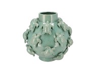 PEARL SEA GREEN VASE TURTLE 29X29X27CM NM