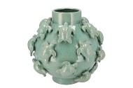 PEARL SEA GREEN VASE TURTLE 32X32X30CM NM